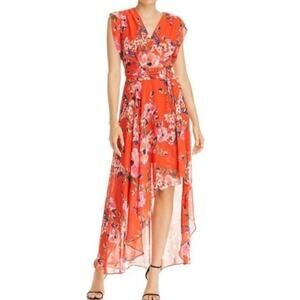 Eliza J high low floral maxi dress asymmetrical V neck